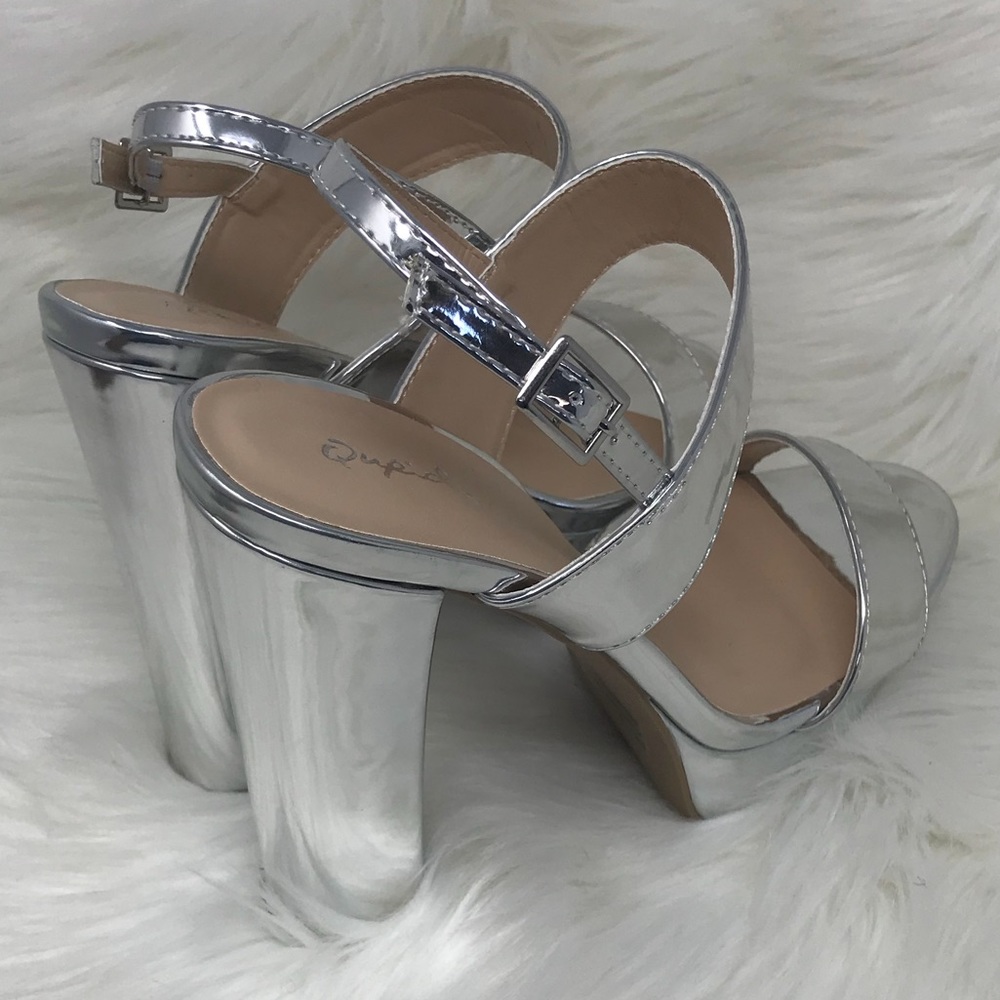 Qupid Silver Platform Sandals - Picture 2 of 6